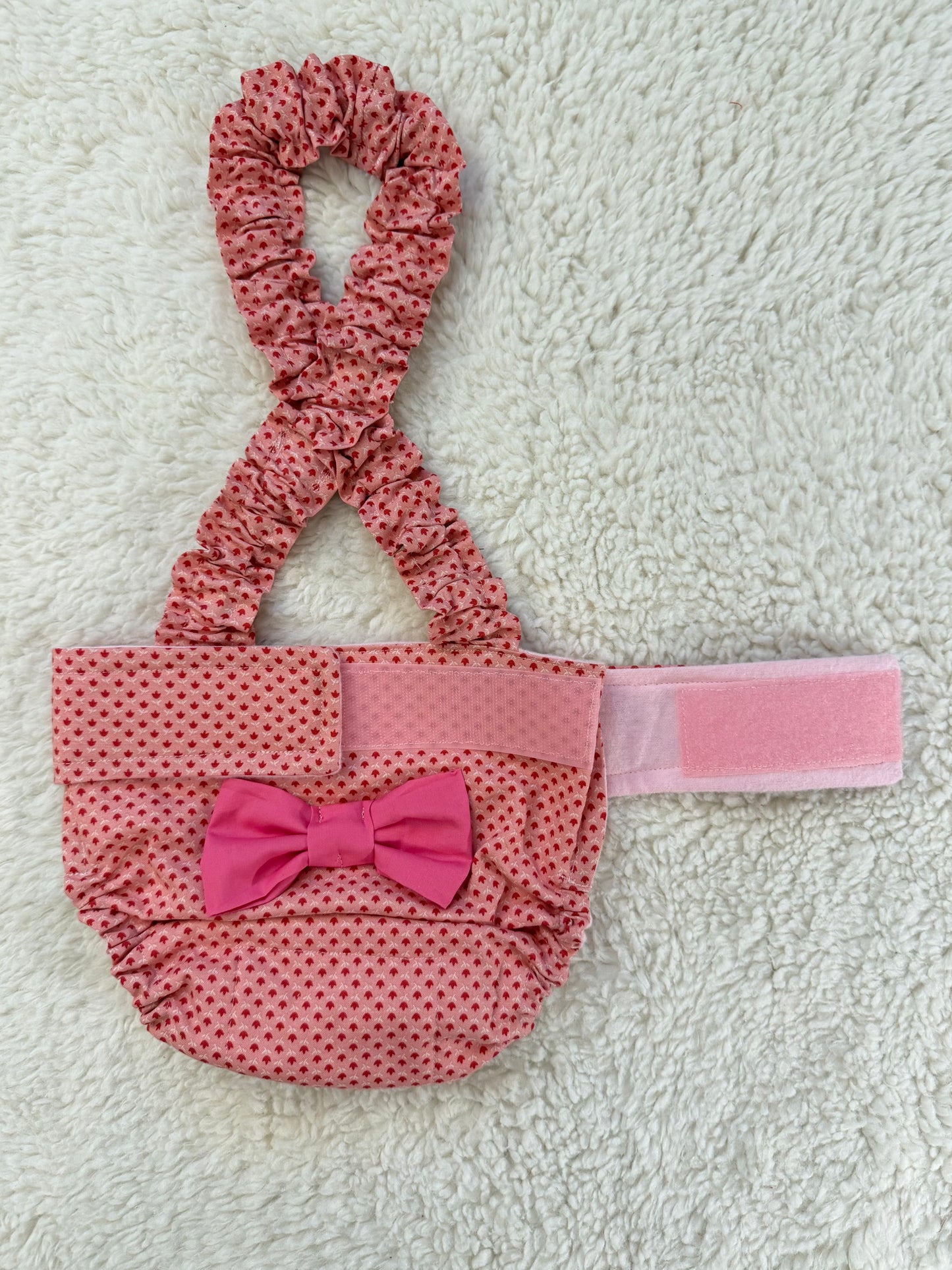 Coral Dearest Female Dog Suspender Diaper with bow