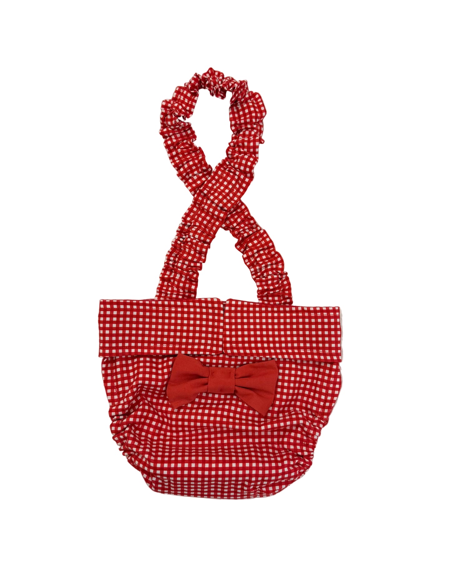 French Bulldog English Diaper Suspenders: Red Gingham and Bluebell Set - Wephies