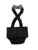 Pañal cubre vientre para bulldog francés inglés macho, color negro liso, con tirantes de lazo, lavable para incontinentes
