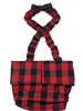 French Bulldog English Bulldog Male Belly Band Diaper w Suspenders - Buffalo Plaid with black bow tie