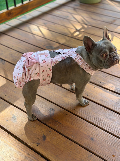 Avonlea Blossoms French Bulldog Diaper Set with Suspenders - No tail hole  - Wephies