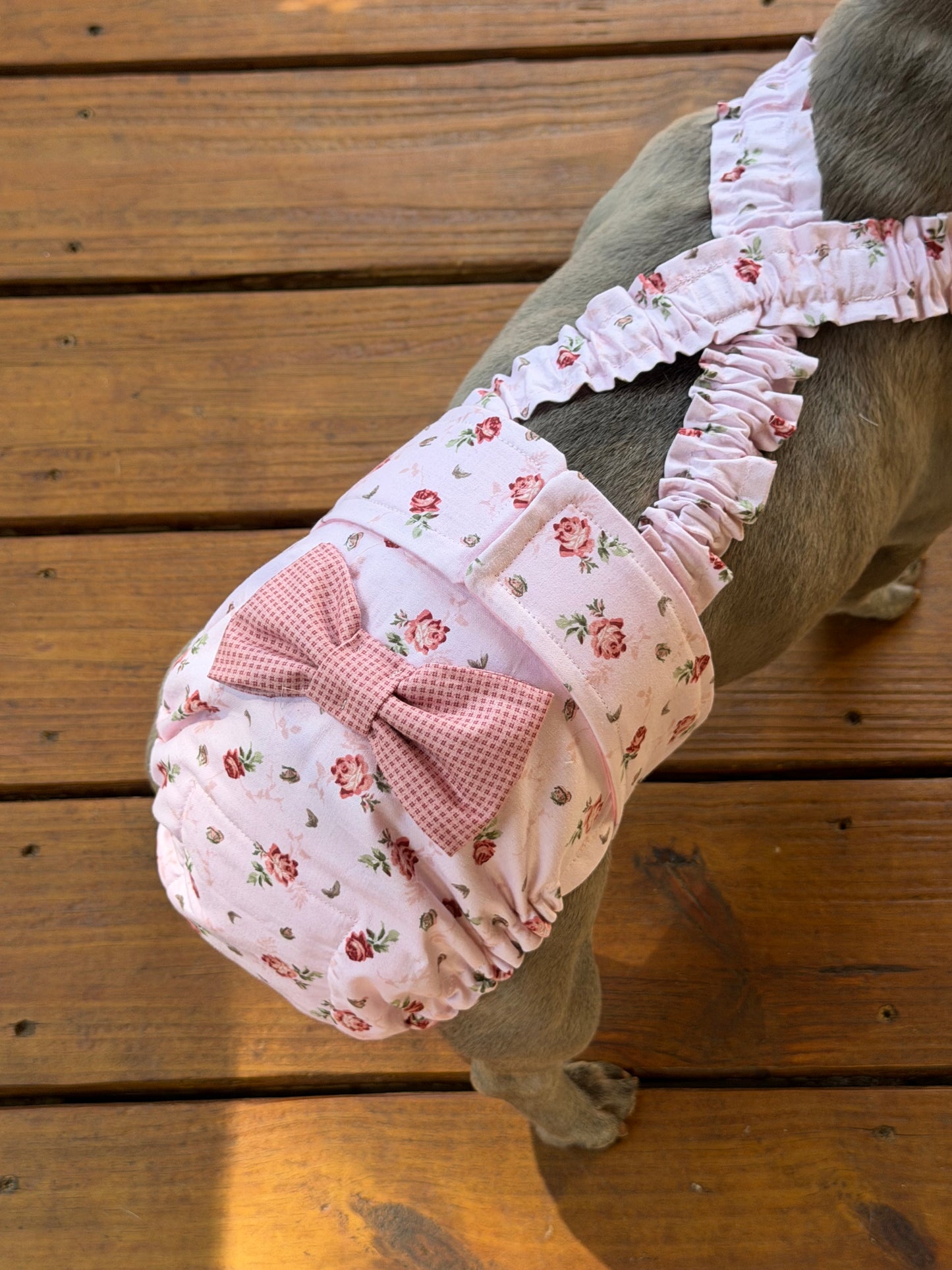 Avonlea Blossoms French Bulldog Diaper Set with Suspenders - No tail hole  - Wephies