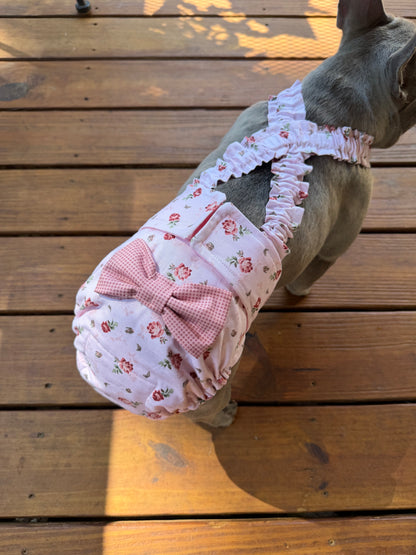 Avonlea Blossoms French Bulldog Diaper Set with Suspenders - No tail hole  - Wephies