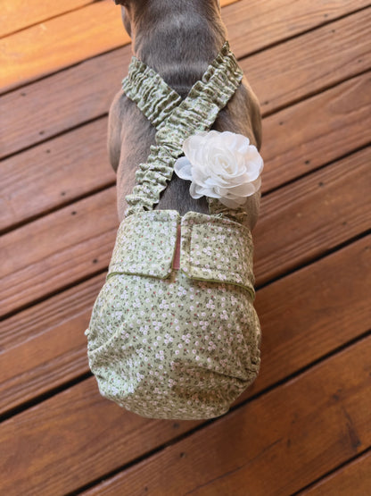 Avonlea Blossoms French Bulldog Diaper Set with Suspenders - No tail hole  - Wephies