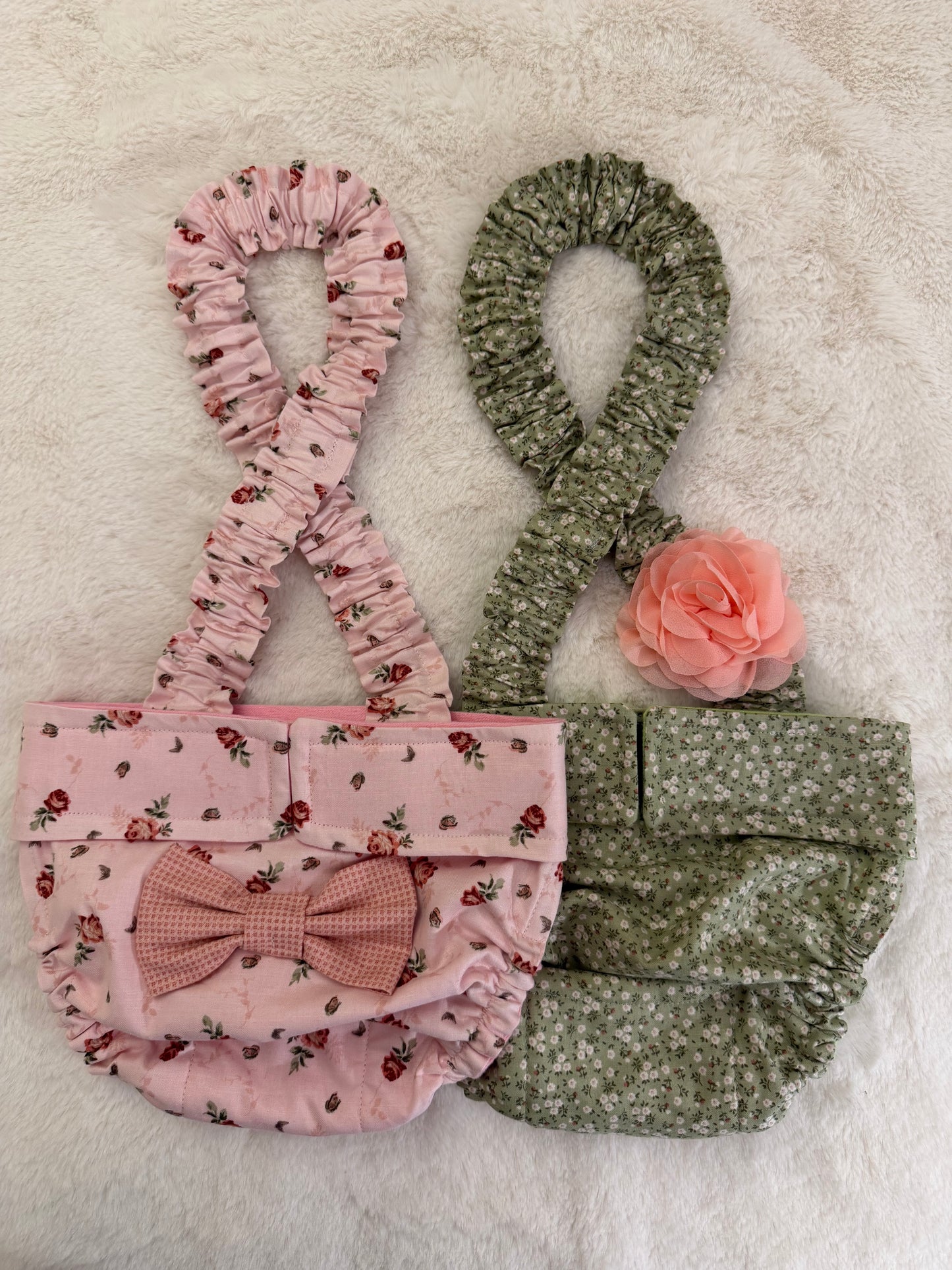 Avonlea Blossoms French Bulldog Diaper Set with Suspenders - No tail hole  - Wephies