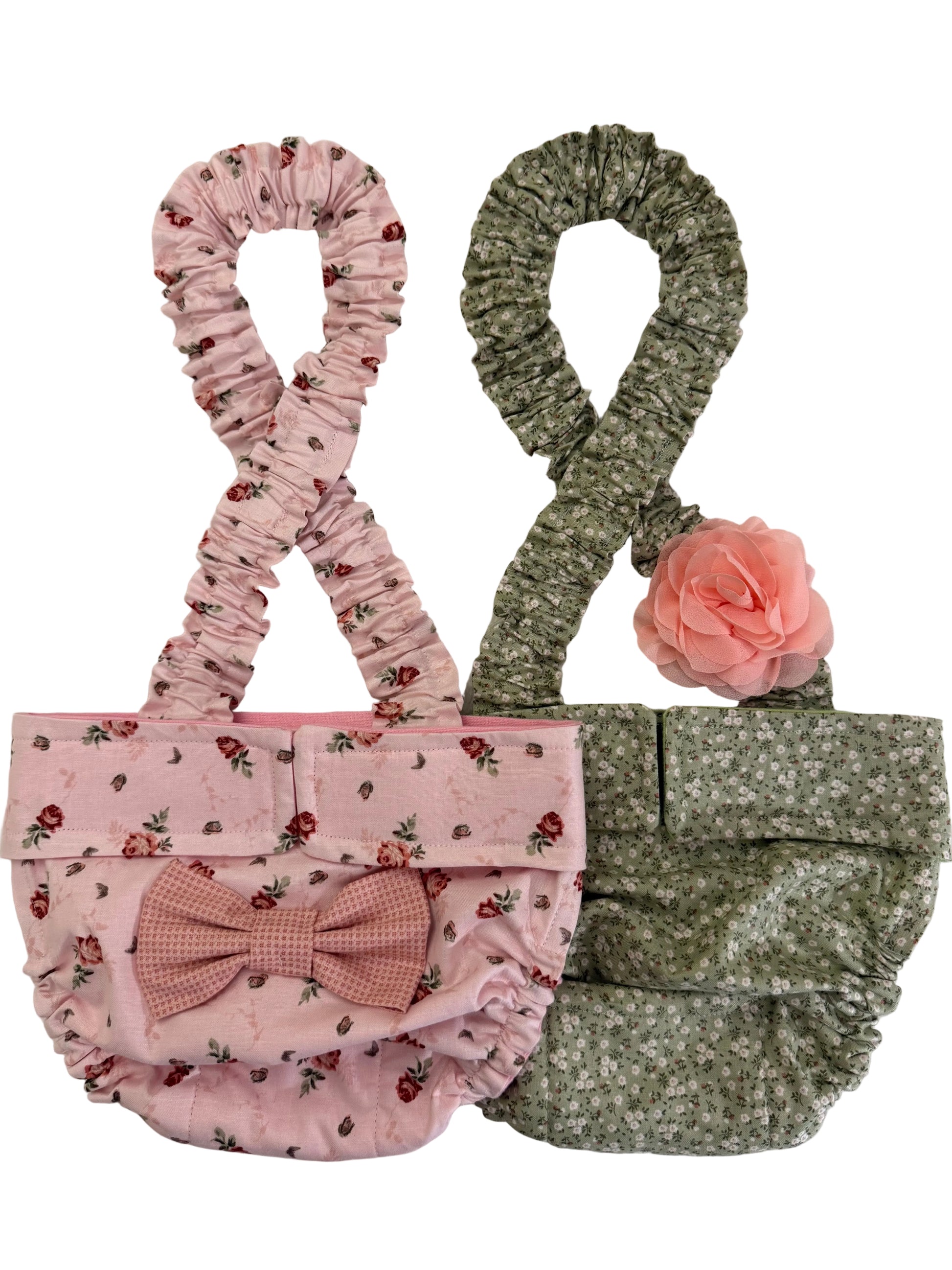 Avonlea Blossoms washable dog diaper set with suspenders for French Bulldog and English Bulldog
