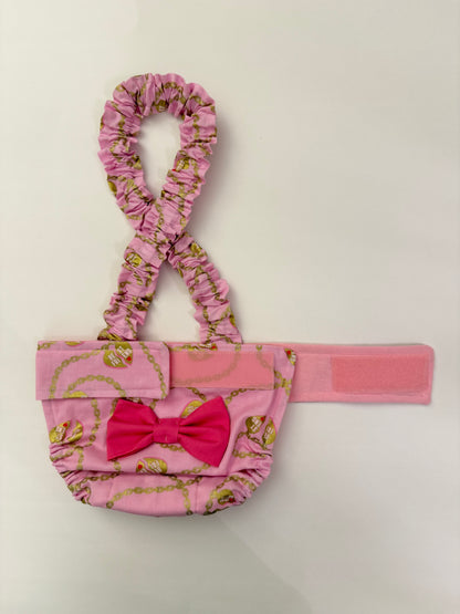 French Bulldog English Bulldog Female Dog Diaper with Suspenders - Pink My Best Friend w bow - Wephies