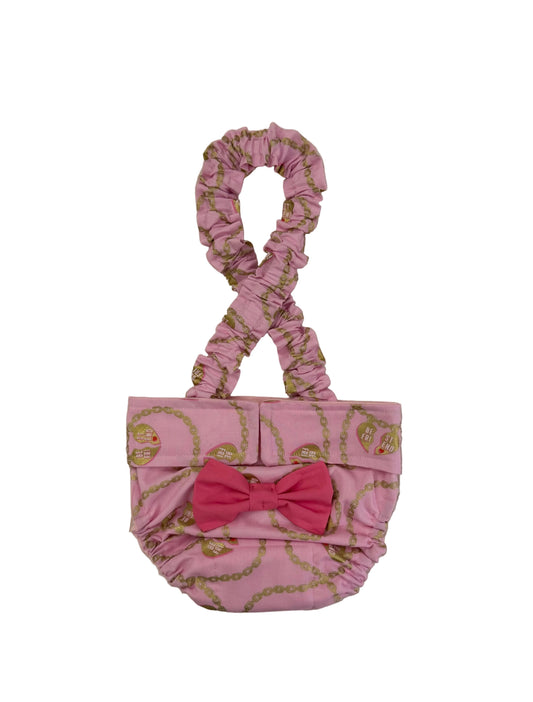 French Bulldog English Bulldog Female Dog Diaper with Suspenders - Pink My Best Friend w bow - Wephies