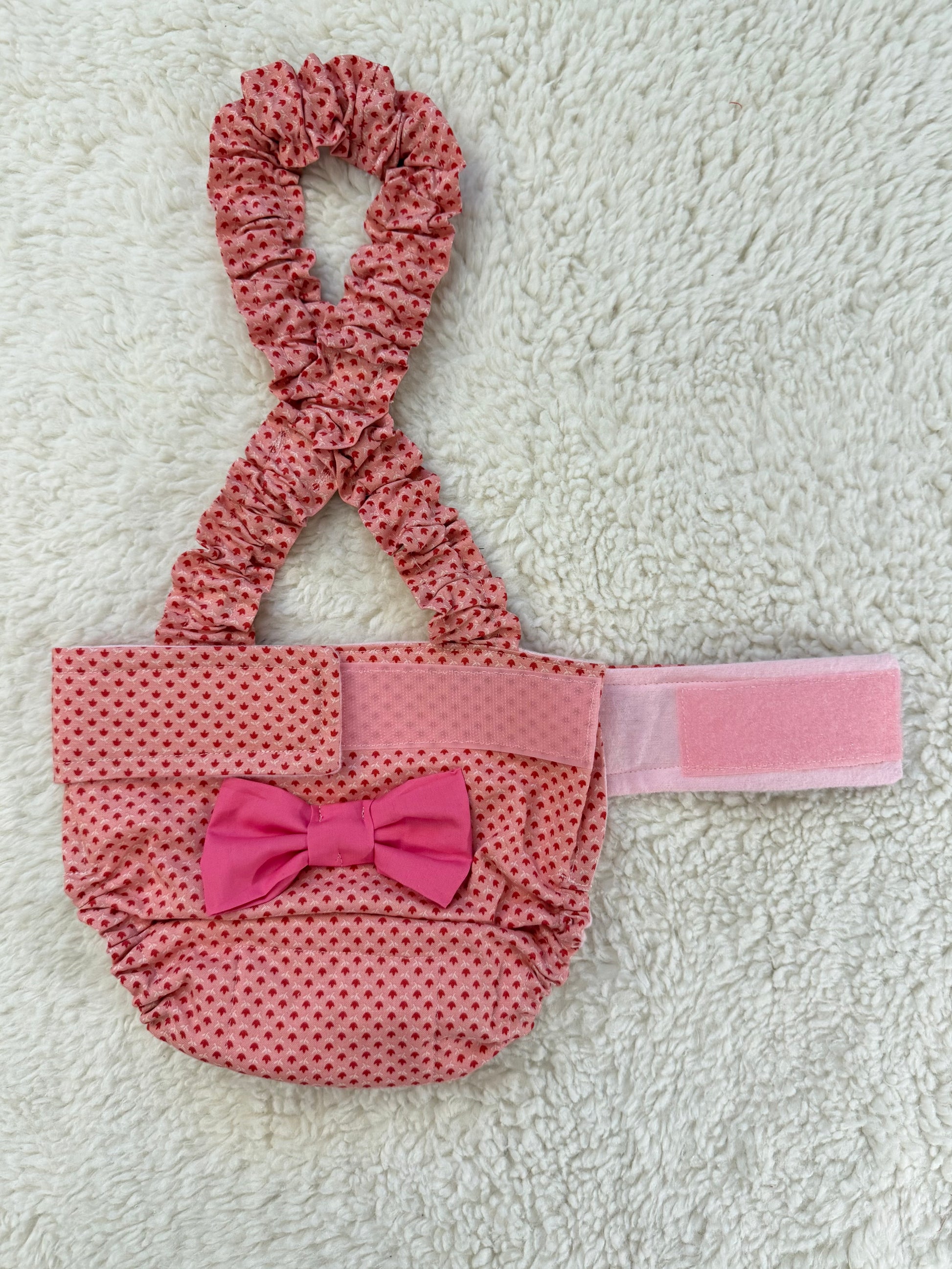 Coral Dearest Female Dog Suspender Diaper with bow