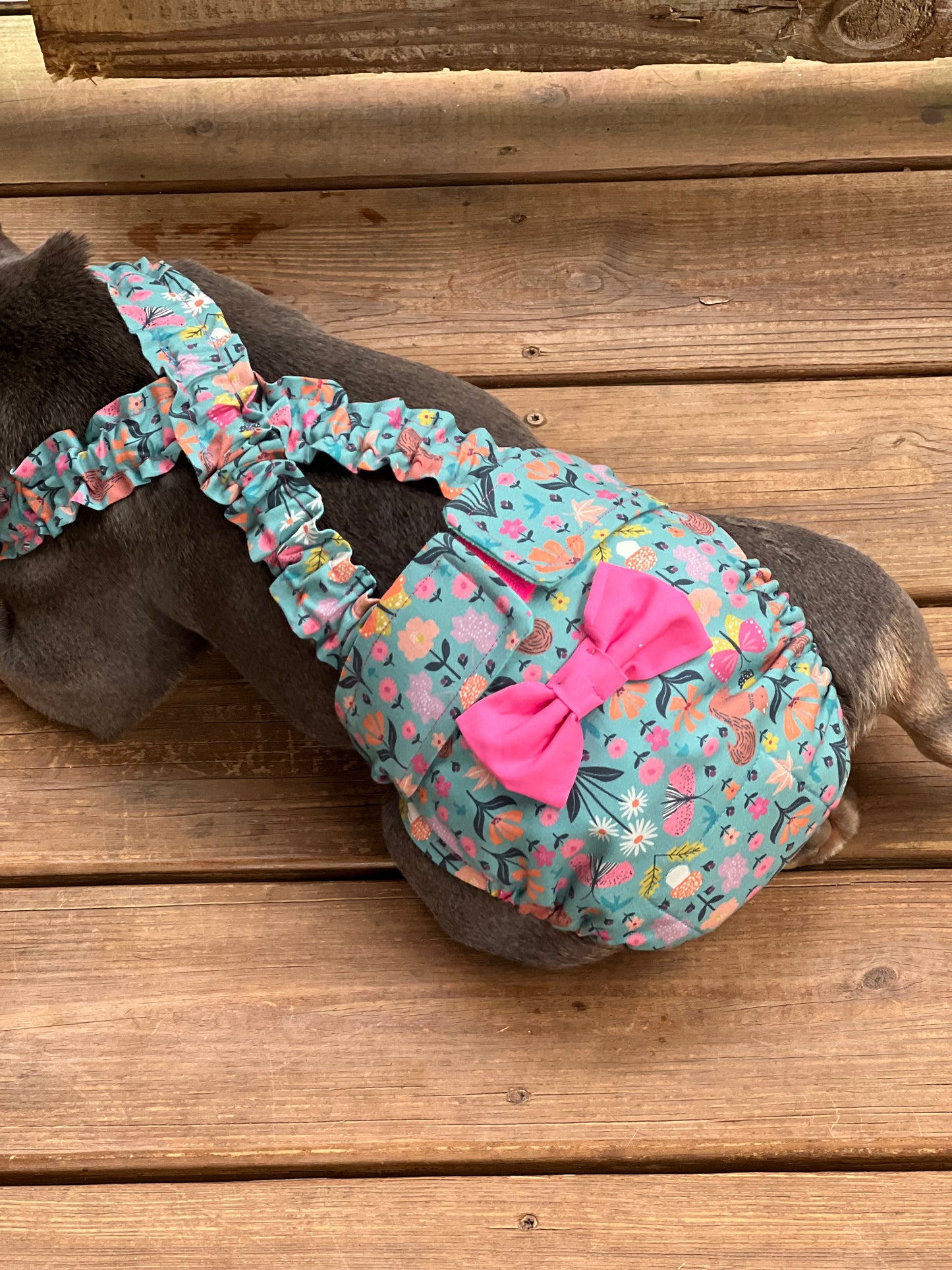 Woodland Whimsy FRENCH OR ENGLISH BULLDOG Diaper Cover w Suspenders - Squirrels & Butterflies - Wephies