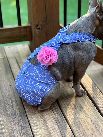French Bulldog Diaper w Suspenders - Frenchie Serene - Wephies