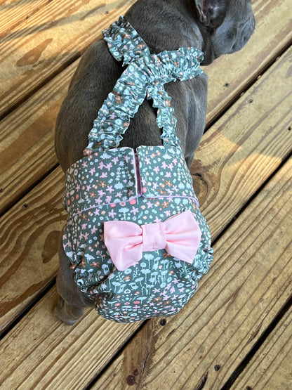 French Bulldog Diaper w Suspenders for Dog with Incontinence or Frenchie in Heat "Picturesque"