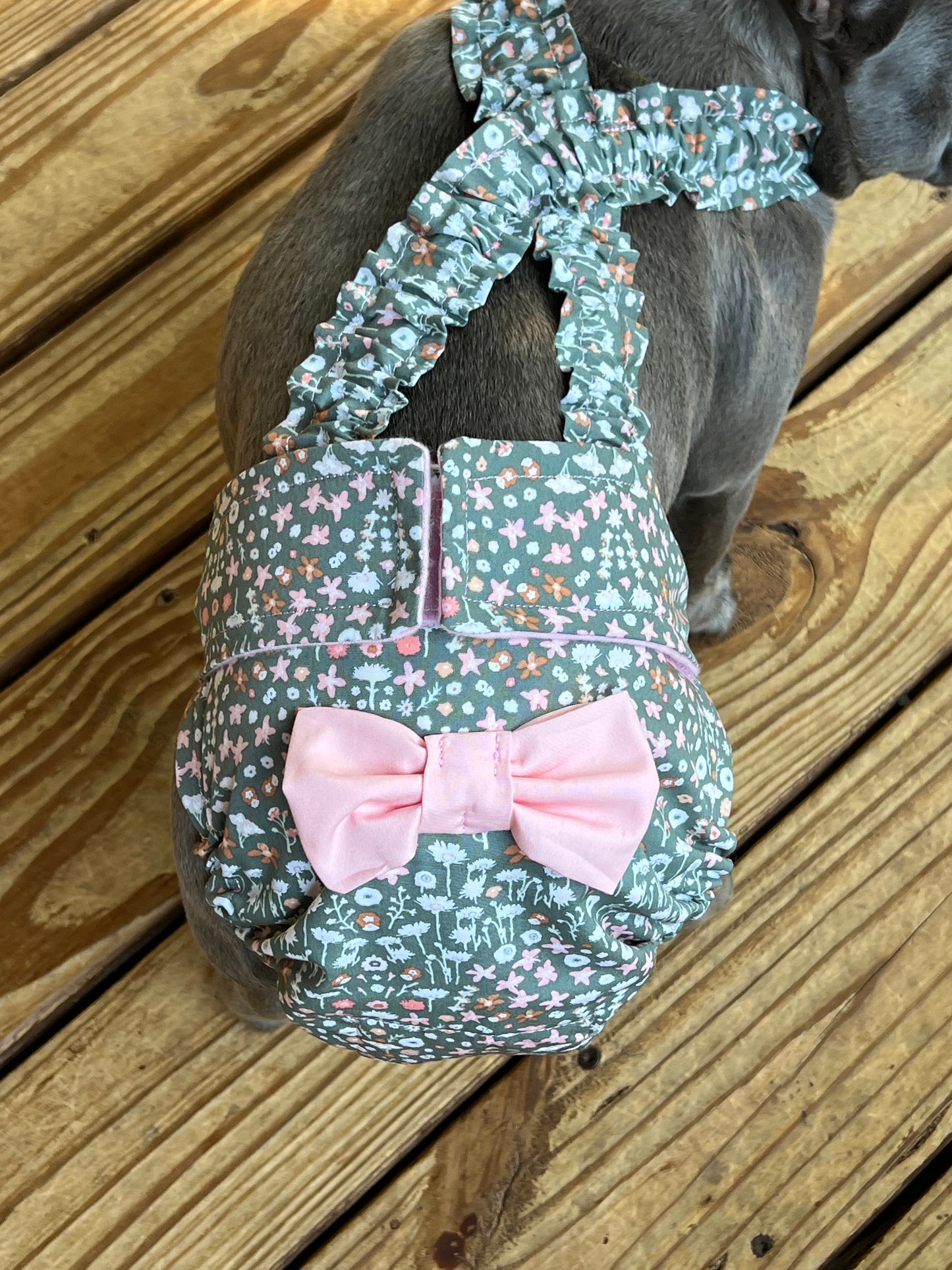 French Bulldog Diaper w Suspenders for Dog with Incontinence or Frenchie in Heat "Picturesque"