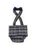 French Bulldog English Bulldog Male Belly Band Diaper w Suspenders - Plaid Blue Gray