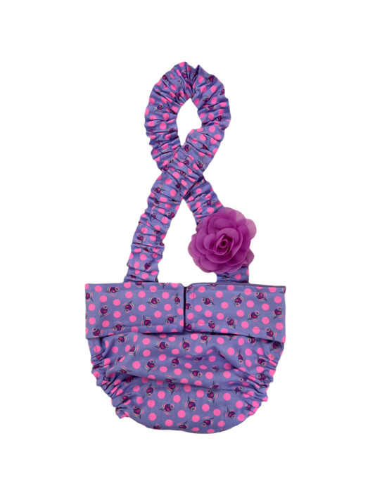 FRENCH BULLDOG or ENGLISH BULLDOG DIAPER with suspenders - Lavender Impending Bloom - Wephies