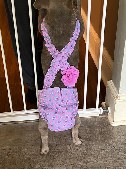 PAÑAL PARA BULLDOG FRANCÉS HEMBRA SIN AGUJERO PARA LA Cola Tula Impending Bloom con tirantes, pantalones de calor para perra, para mamá perra