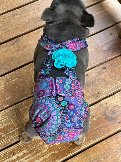 French Bulldog Female Dog Diaper with Suspenders - Purple Paisley -  Wephies