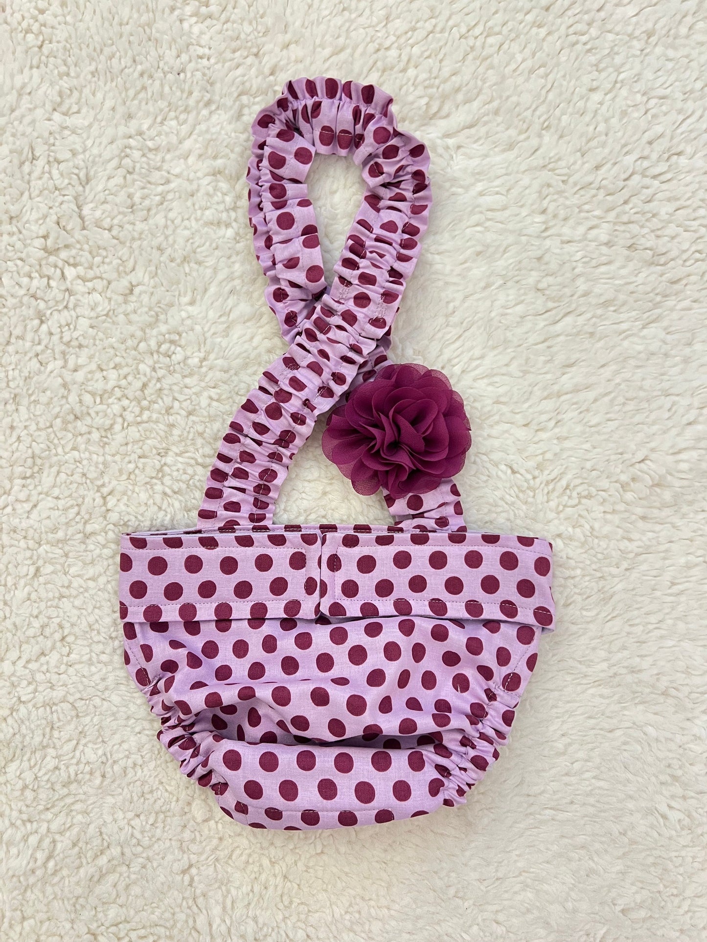 Purple Polka Dot Frenchie Diaper Suspenders