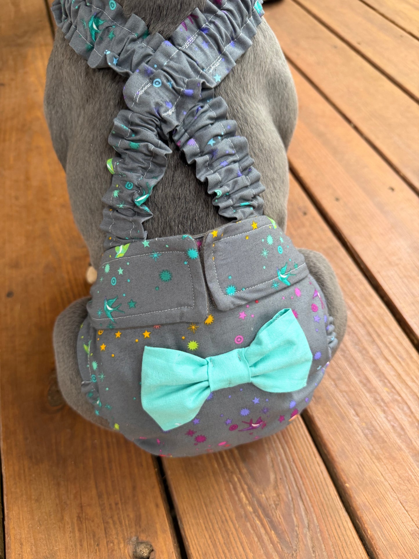 French Bulldog Heat Diaper with Suspenders – Washable Female Dog Diaper – Celestial Dust