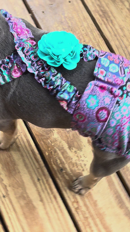 French Bulldog Female Dog Diaper with Suspenders - Purple Paisley -  Wephies